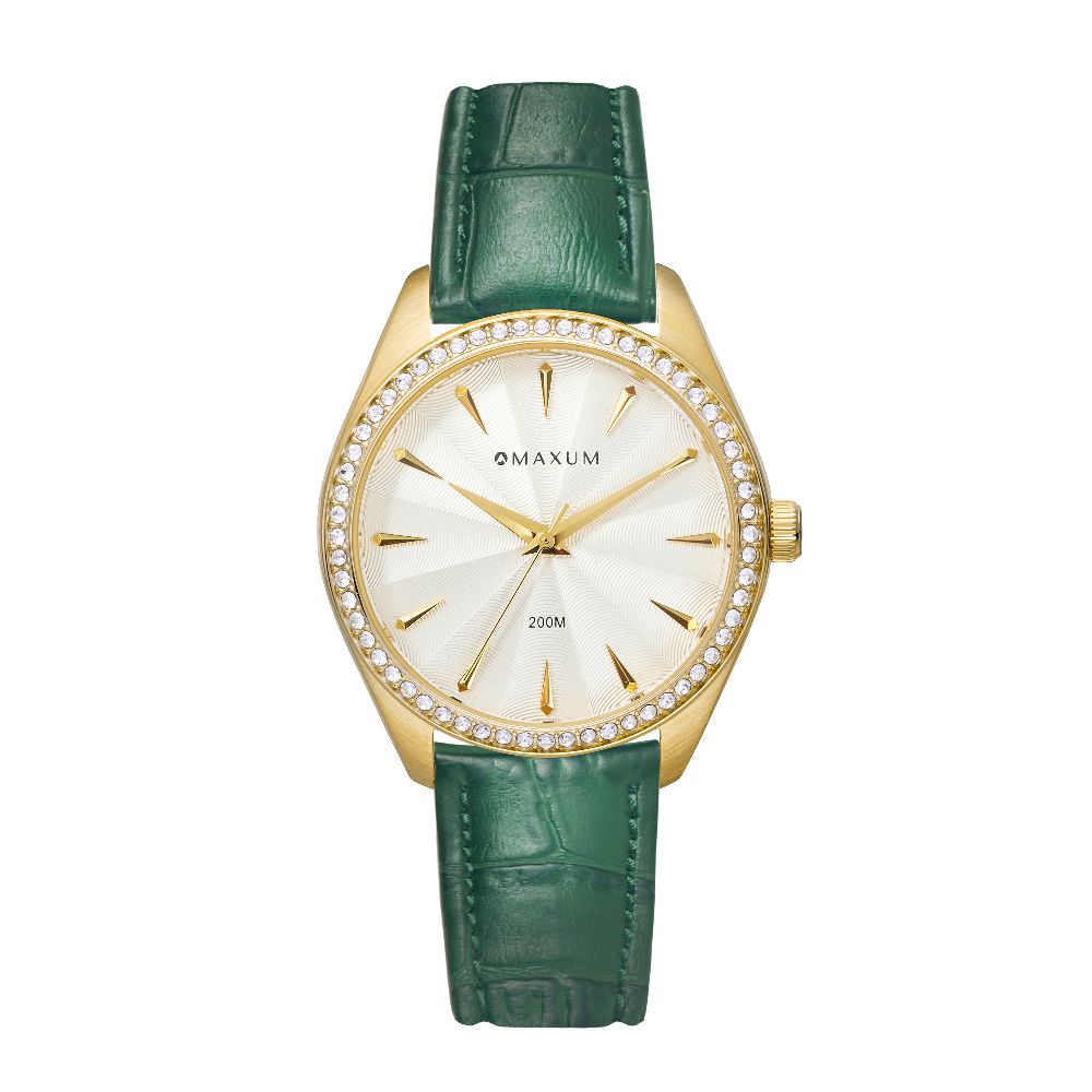 Sydney - White Dial, Gold Tone Case & Green Leather Band