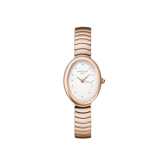 Ovale White Matte Rose Gold-Tone Bracelet Watch