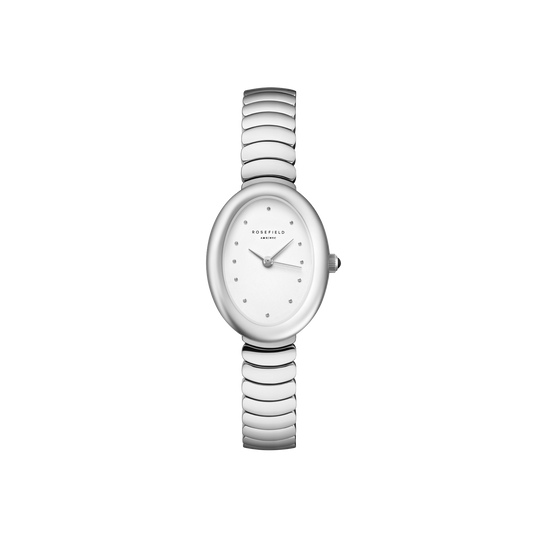 Ovale White Matte Silver-Tone Bracelet Watch