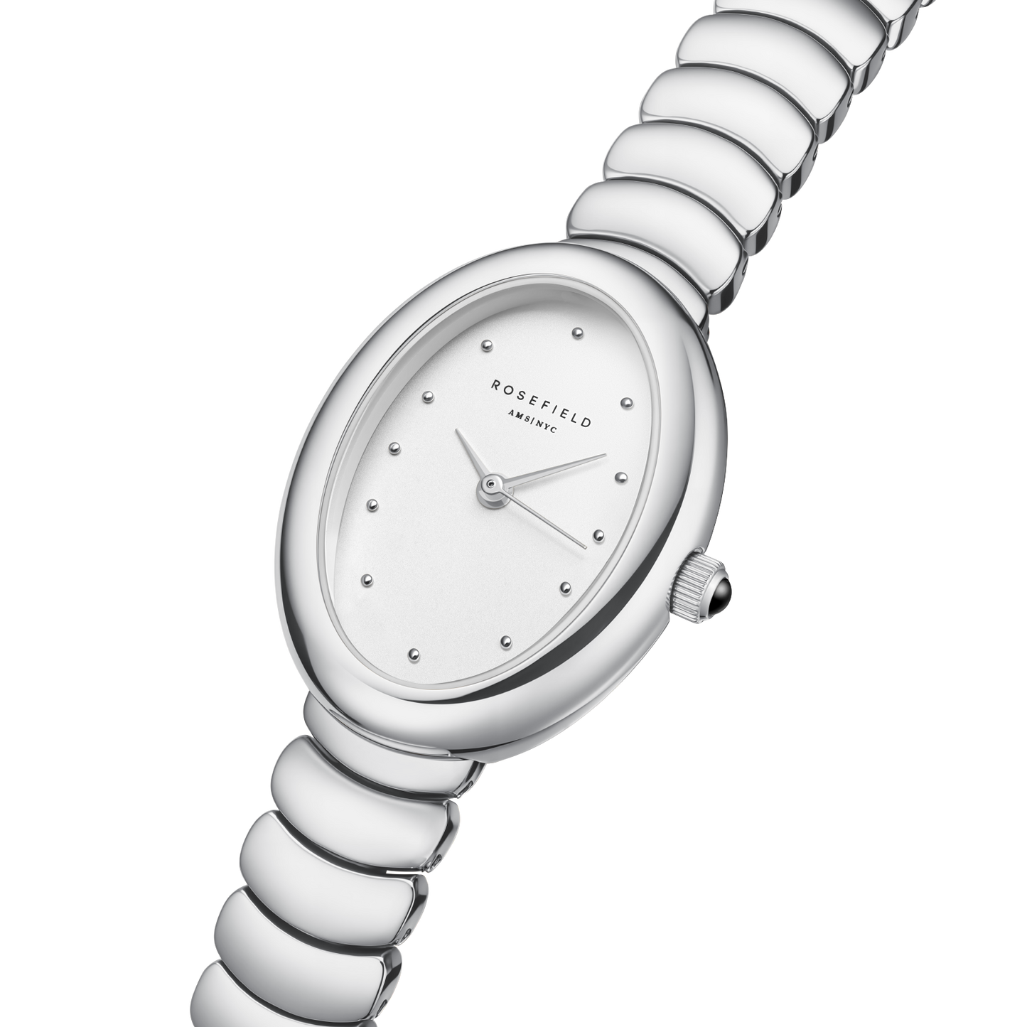 Ovale White Matte Silver-Tone Bracelet Watch