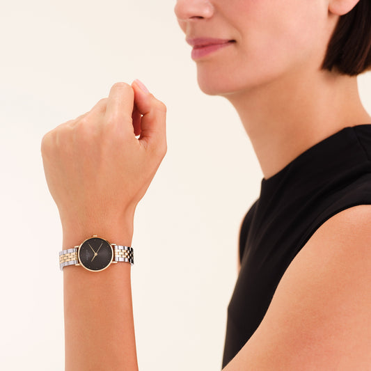 Small Edit Black Gold Silver Duotone Bracelet Watch