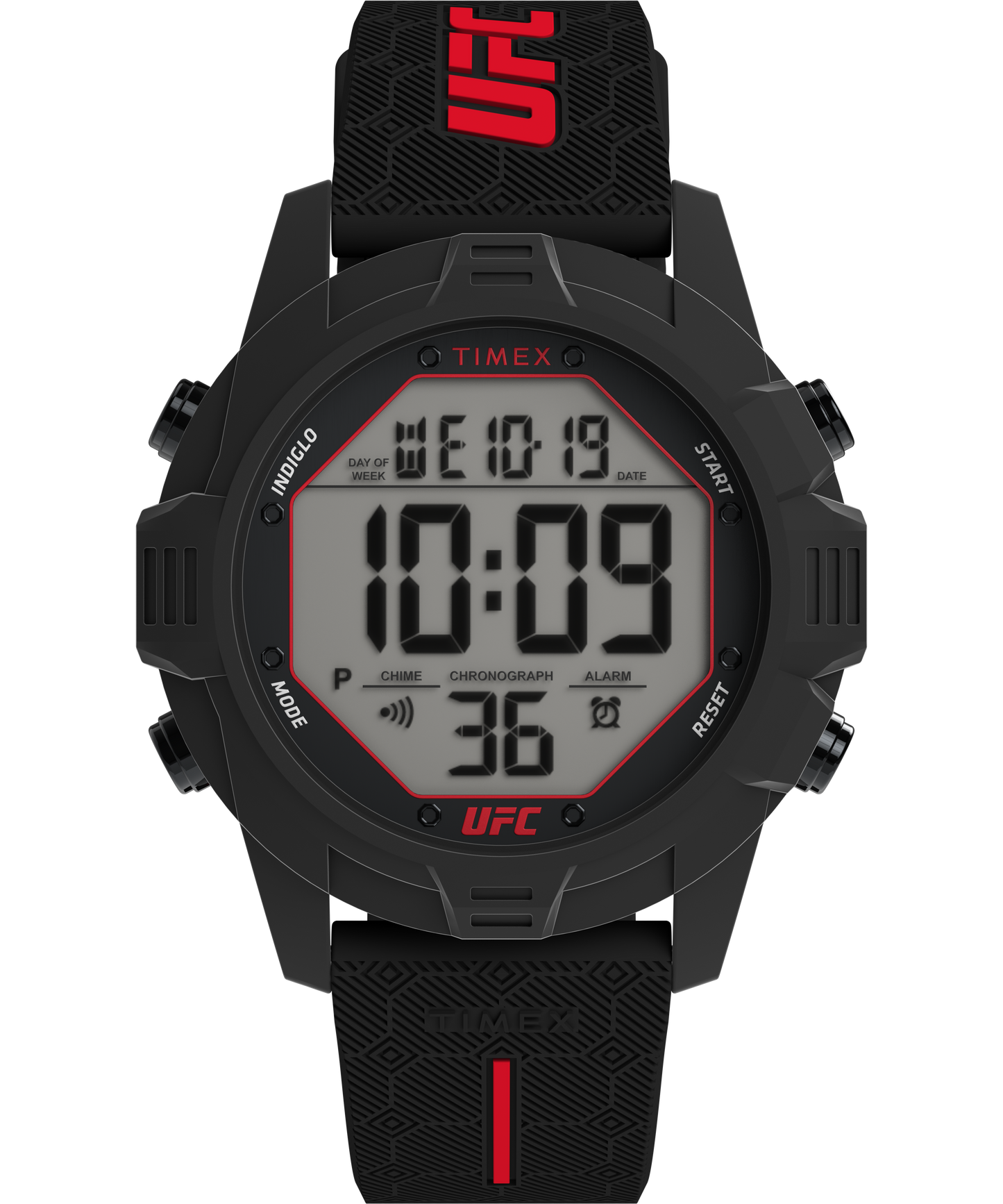 UFC Brawler 42.5mm Black Digital Dial with Two Tone Black and Red Silicone Strap