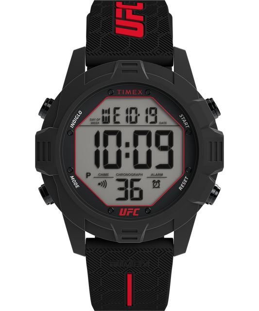 UFC Brawler 42.5mm Black Digital Dial with Two Tone Black and Red Silicone Strap