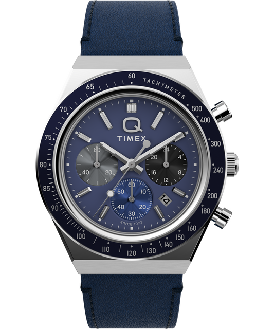 Q Timex® Chronograph 40mm Leather Strap Watch