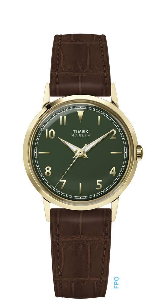 Marlin® Quartz 34mm Leather Strap Watch