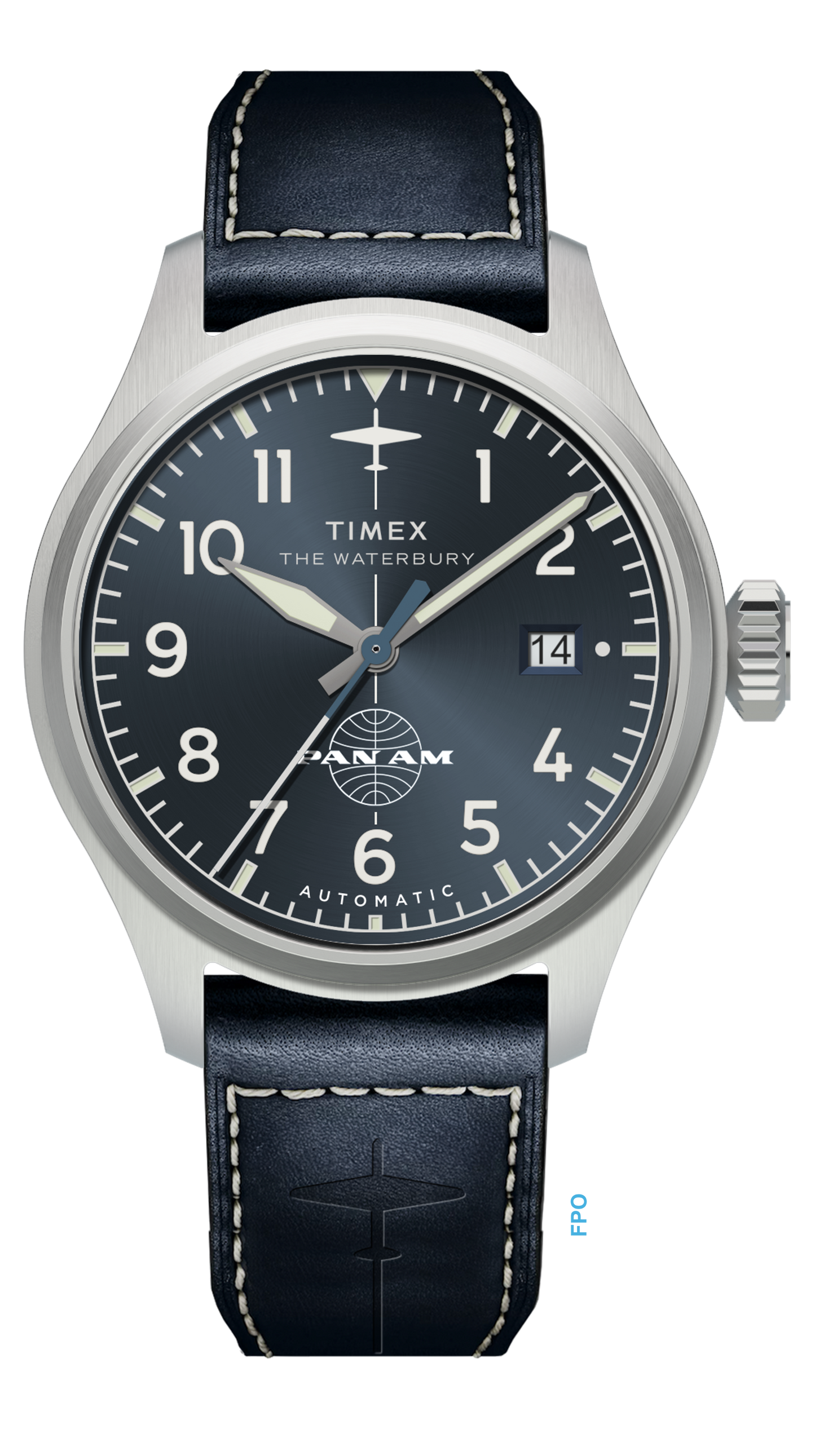 Timex x Pan Am® Waterbury Ace 41mm Leather Strap Watch