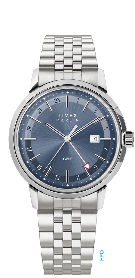 Marlin® Quartz GMT 40mm Stainless Steel Bracelet Watch
